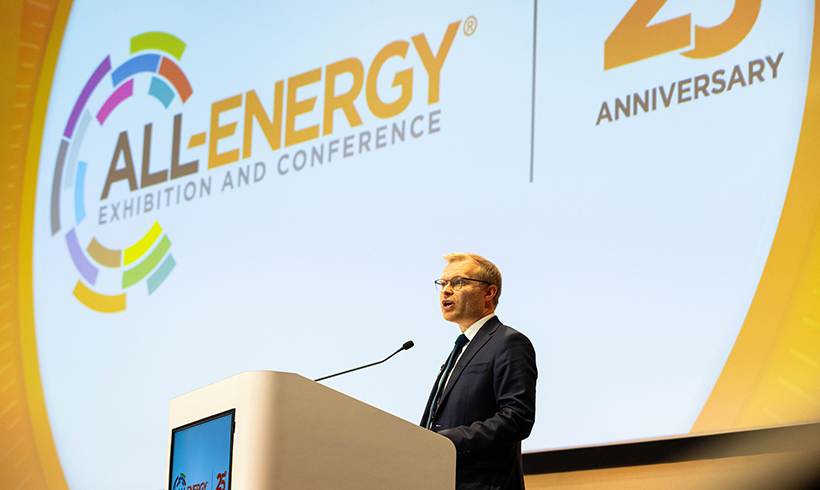 Man presenting at All-Energy. 