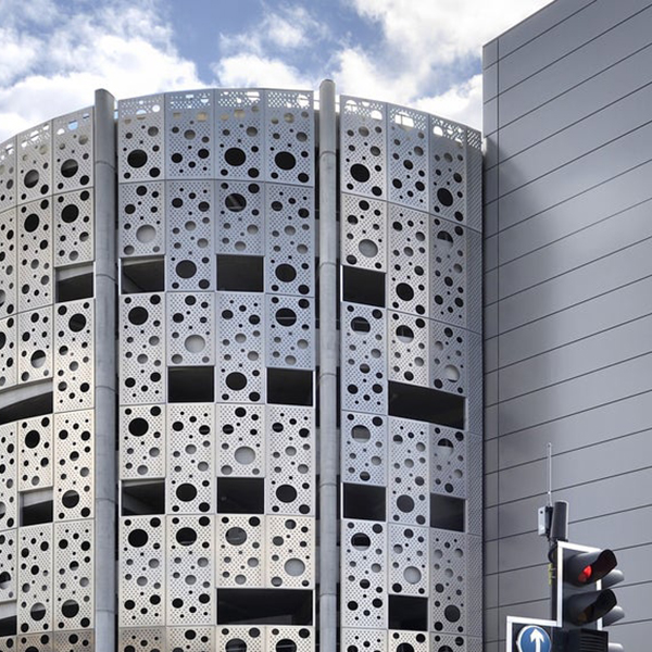Outside view of the multi-storey car park at the Scottish Event Campus.