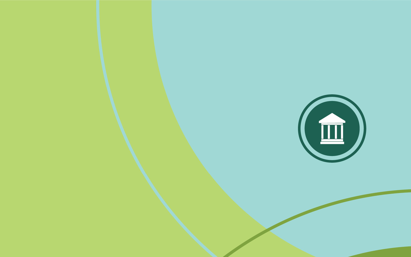Blue background with green shapes and a Governance symbol.