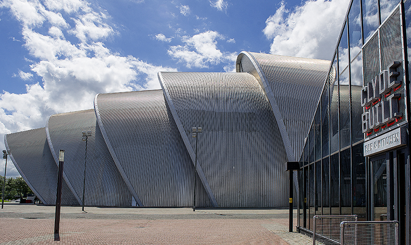 External view of the SEC Armadillo from Clydebuilt restaurant